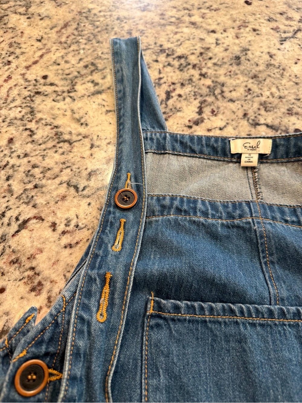 Easel Los Angeles Patchwork Denim Wide Leg Overalls Size Small Boho - Picture 5 of 7
